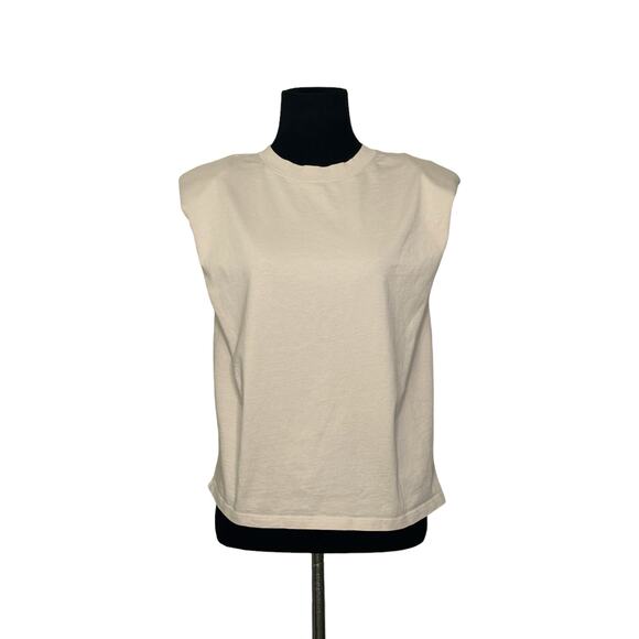 Aritzia Babaton Beige Padded Shoulder Sleeveless Top size XS - Picture 13 of 13